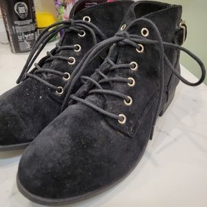 Call It Spring Black Velvet Ankle Booties (Size 6)